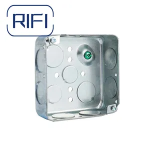 4 × 4 Inch Square Steel Electrical Box With Raised Ground Screw