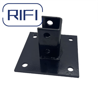 Post Base 4 Holes Square Post Bracket Mount For 1-5/8" Single Strut Channel With Black Powder Coated