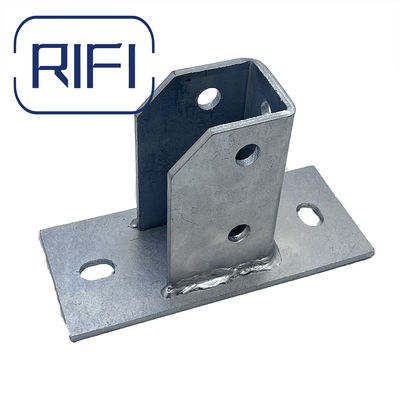 Post Base 4 Holes Square Post Bracket Mount For 1-5/8" Single Strut Channel With Black Powder Coated