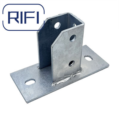 Post Base 4 Holes Square Post Bracket Mount For 1-5/8" Single Strut Channel With Black Powder Coated