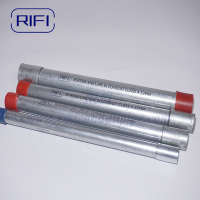 BS4568 HDG Electrical GI Cable Conduit With Metric Thread Steel Coupler & Colored Plastic Cap