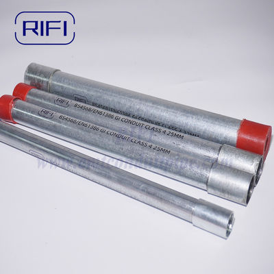 BS4568 HDG Electrical GI Cable Conduit With Metric Thread Steel Coupler & Colored Plastic Cap